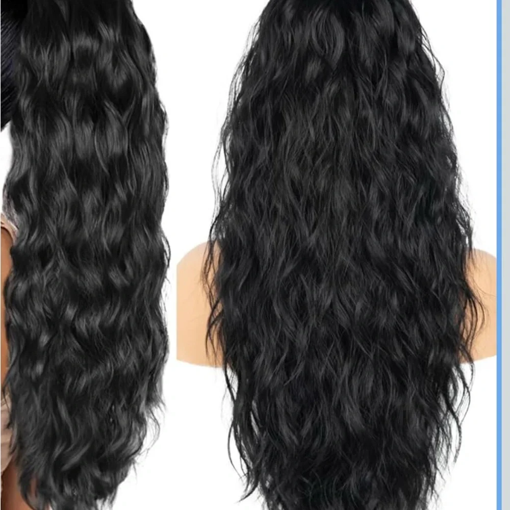 Wavy 26 in‎ Ponytail Synthetic Ponytail Hair Extensions Natural Black